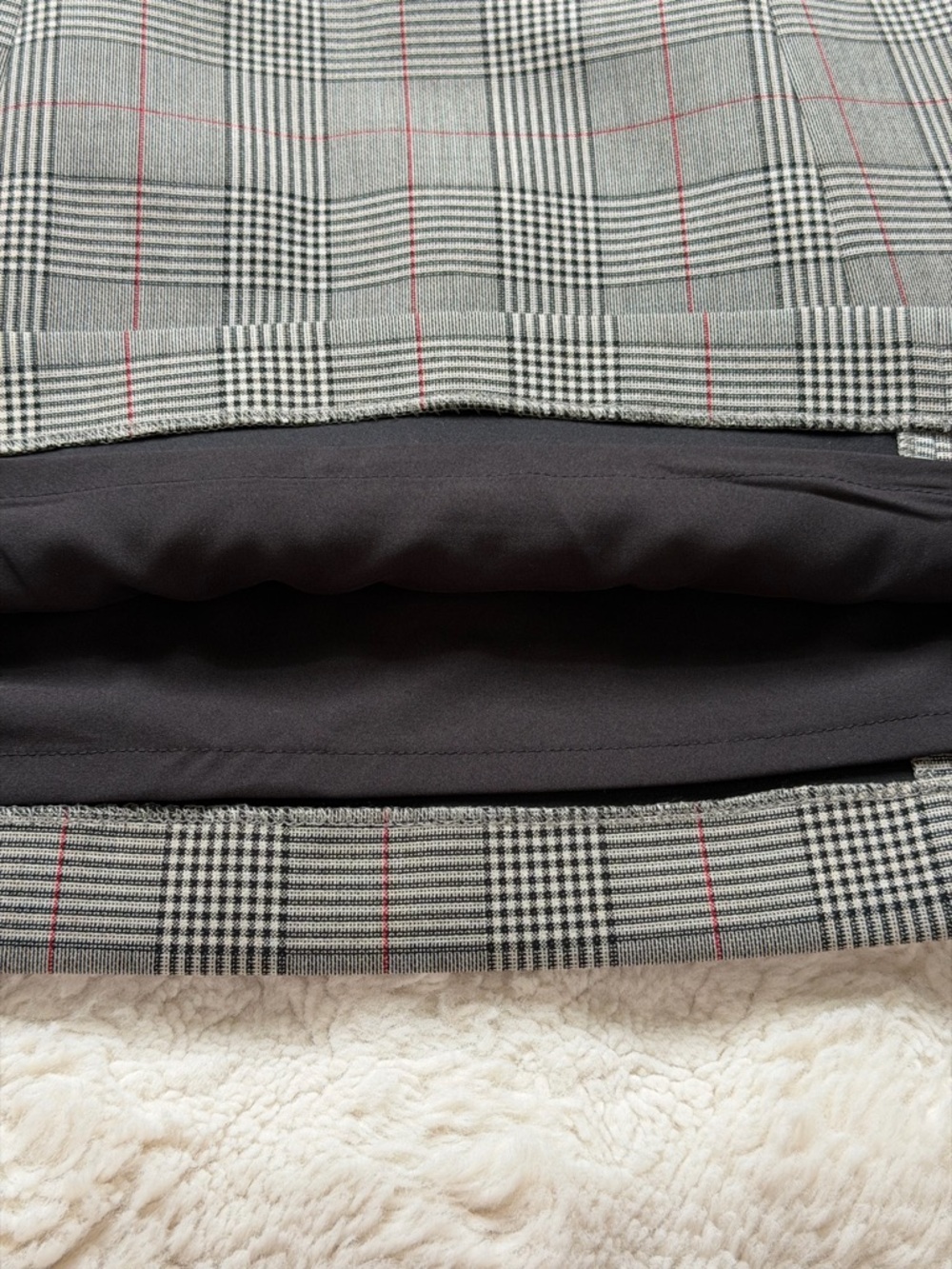 Modern Babaton Gray Glen Plaid Mini Skirt with Red Windowpane - Picture 7 of 12